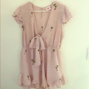 Palm Tree Open Tie Romper